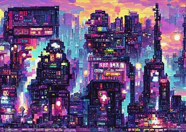 80s Neon City Cyberpunk