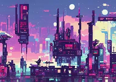80s Neon City Cyberpunk