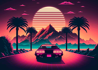 Sunset in neon avenue
