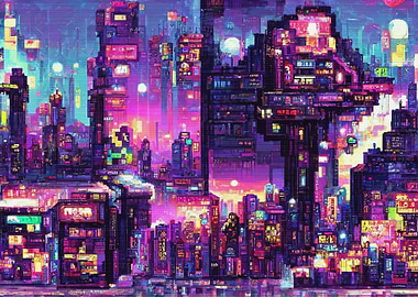 80s Neon City Cyberpunk