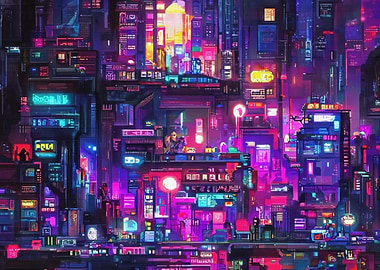 80s Neon City Cyberpunk