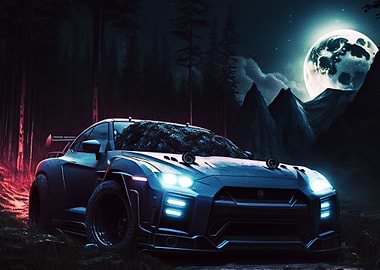 Sports Car in Moon