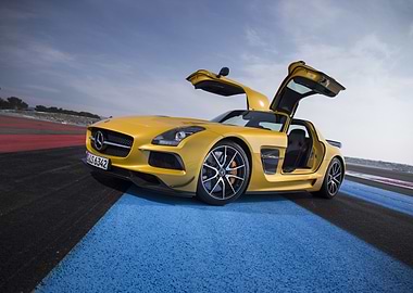 yellow Mercedes amg gt