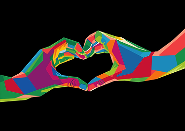 colorful love symbol hands