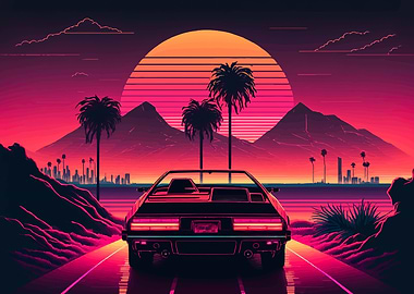 Palm tree neon retro