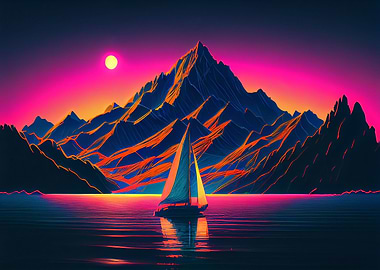 Synthwave Sailing Ship 54