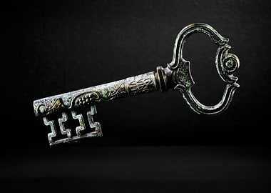 Vintage key on black