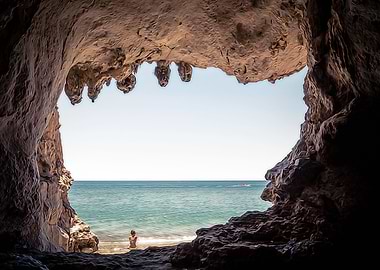 Young girl in a cave