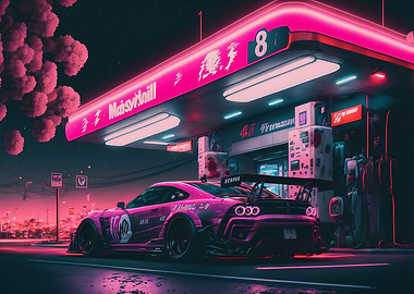 Tuned Cyberpunk Car refuel