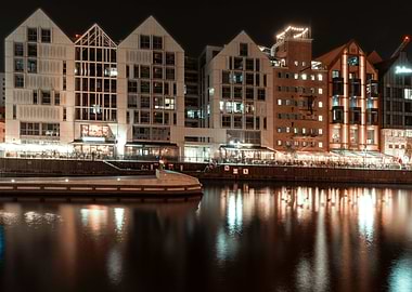 Night city, river, Poland