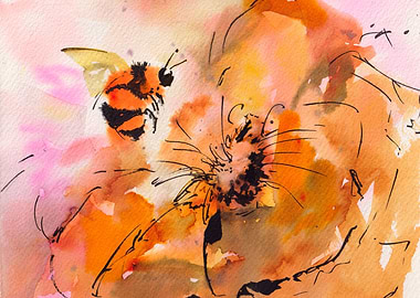 Honey bee in orange