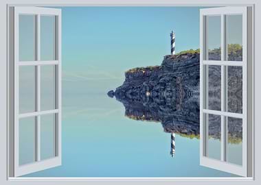 Open window landscape sea