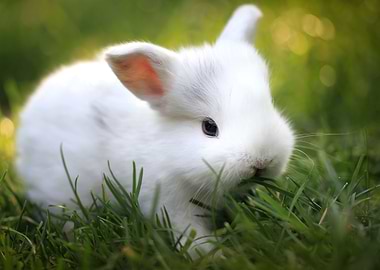 Cute Bunny Chewing Grass