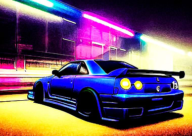 GTR R34 Neon Night
