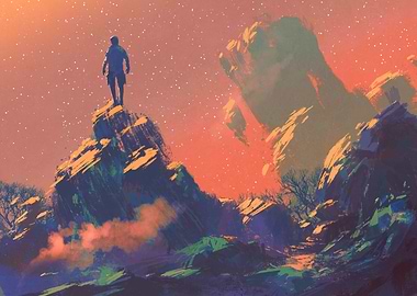 man watching the stars