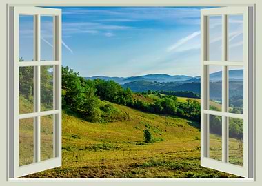 Open window view mountain