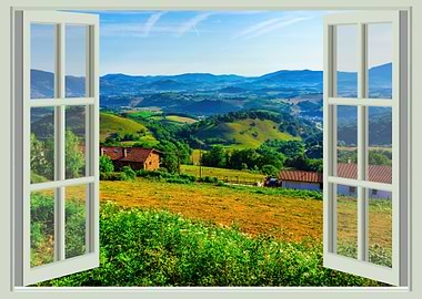 Open window view mountain