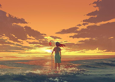 woman standing on the sea