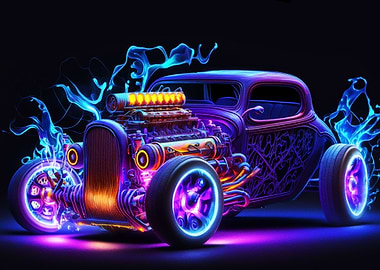 Vintage car neon