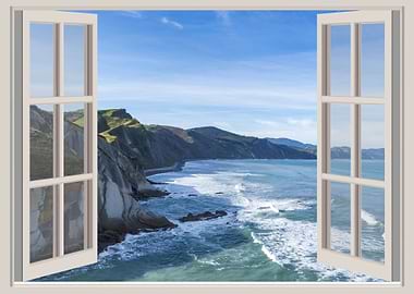 Window view sea landscape