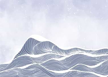 Ocean wave line art patern