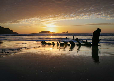 Sunset over Worms Head