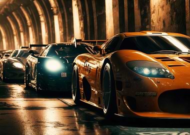 Fisheye shot sport car