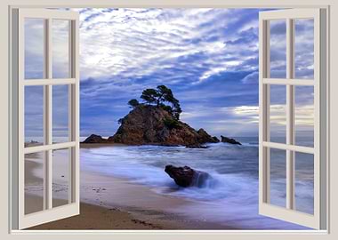 Window view sea landscape