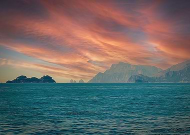 Capri Island at sunset