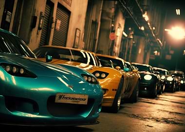 Fisheye shot sport car