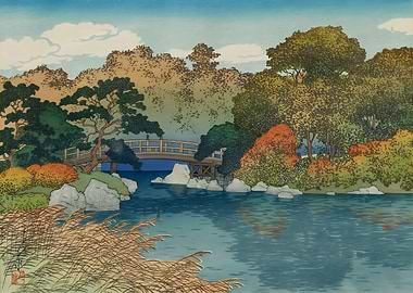 Ukiyo e Garden in Autumn