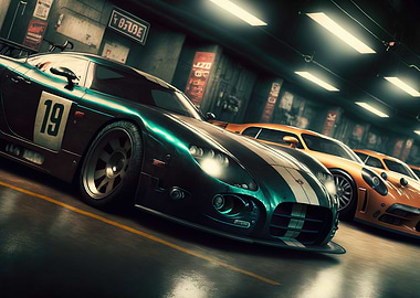 Fisheye shot sport car