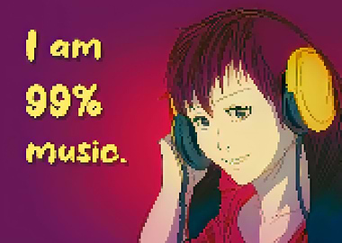 Pixel art girl listening m