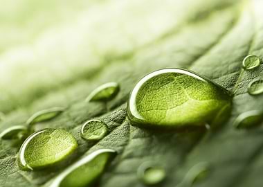 Drops of Water on a Leaf