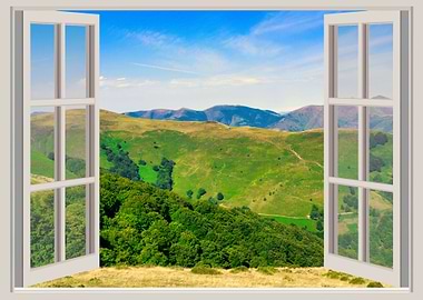 Window view mountains