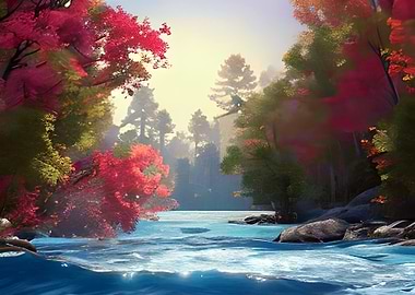 Lake in Forest Nature