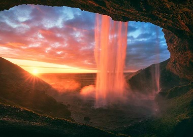 Burning Falls in Iceland