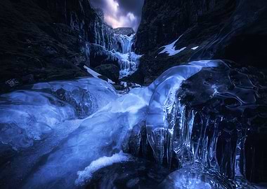Moody Frozen Waterfall