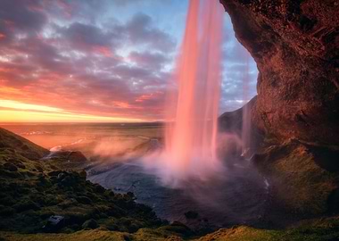 Glowing Falls in Iceland