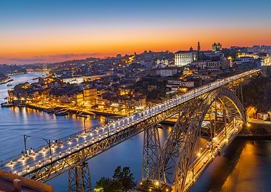 Porto bridge at sunset