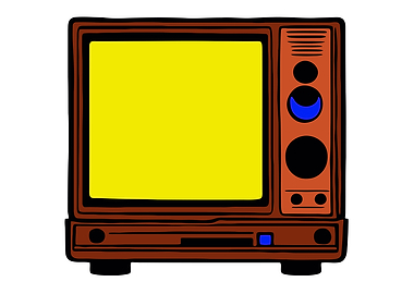 TV set drawing retro brown