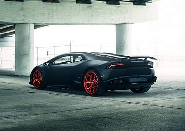 red rim in black lamborghi