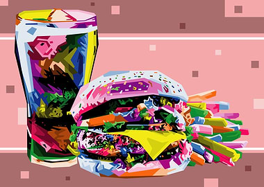 Colorful fast food burger