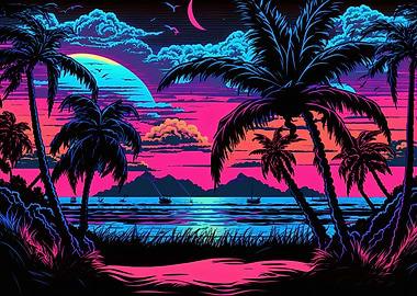 sunset beach psychedelic