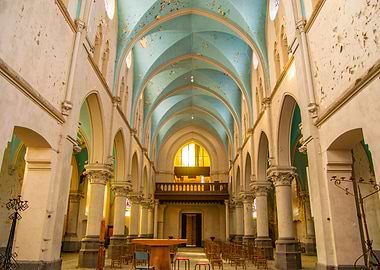 Blue church from the altar