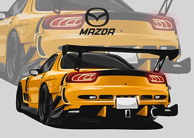 mazda rx 7 yellow