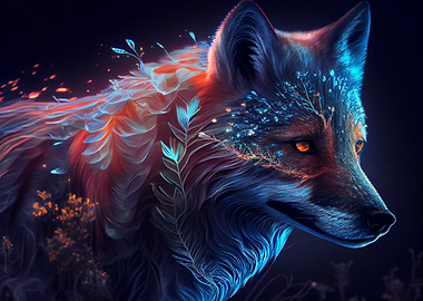 Blue and orange wolf