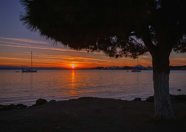 Sunset over the Greek sea