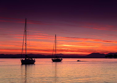 Sunset, sea, Greek island