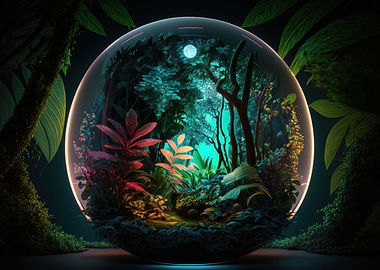 Glass light sphere tropic